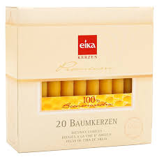 Amazon Com Eika Box Of 20 Finest Beeswax Tree Candles Honey Yellow 100 Percent Beeswax High 10 5 Centimeters Home Kitchen