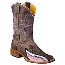 Tin Haul Womens Man Eater Shark Brown Cowgirl Western Cowboy Boots