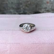 Moissanite Engagement Ring, White Gold Ring, 935 Argentium Silver Ring , Wedding Ring, Bez