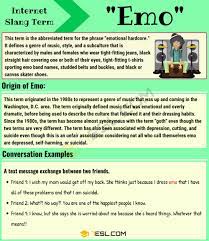 Emo Meaning What Does The Term Emo Mean And Stand For 7esl