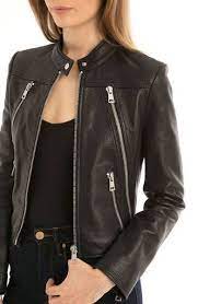 Genuine Goat Leather Women Racer Jacket All Size Slim Fit Custom Made Zaaroon Coat Casual Mens Fashion Edgy Leather Jacket Stylish Jackets