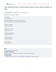 His prices are affordable as well. Pdf The Relationship Of Nursing Home Price And Quality Of Life