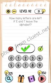82 2 2 this is a fashionable thing that you can put on your table or door to design it. Brain Test Level 92 How Many Letters Are Left If E And T Leave The Alphabet Answers Cluest