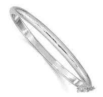 Sterling Silver Rhodium-plated 5mm D/C Hinged Bangle ...