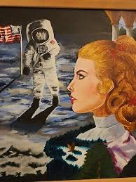 Helsel Signed Abstract Painting Oil On Canvas Vintage Framed 24"×18"  Surrealism