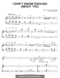 I Don T Know Enough About You By D Barbour Sheet Music On Musicaneo