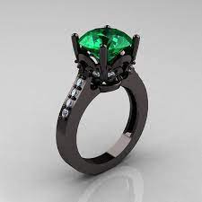 Exclusive Classic 14k Black Gold 3 0 Carat Emerald Diamond Etsy Black Diamond Solitaire Black Gold Jewelry Black Diamond Ring