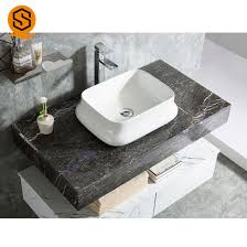 It's modern and luxurious design makes it look fashionable. China Wall Hung Black Marble Look Bathroom Vanity Top Vanity Counter Bathroom Tops With Luxury Design China Vanity Top Vanity Bathroom