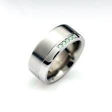 Men S White Gold Wedding Band With Green Diamonds By Torkkelijewellery 2090 00 Men Diamond Ring Green Diamond Rings Rings For Men