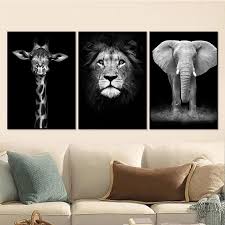 Black And White Elephant Wall Pictures Rhino Zebra Animal Poster Black White Print Elephant Painting Canvas Lion Canvas Painting Animal Canvas Paintings