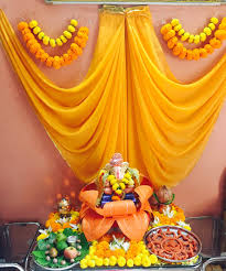 Ganpati Diy Diwali Decorations Diwali Decorations At Home Ganpati Decoration Design Ganpati decoration items for home, ganesha decoration material, decorative lights, curtains & colourful fans.