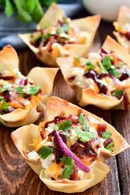 Vegetarian wonton taco cups are so easy to make and can be loaded up with all your favorite taco toppings like beans, salsa, cheese, and guacamole! Bbq Chicken Wonton Cups Lemon Tree Dwelling