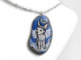 Husky Art Dog Necklace Angel Pendant Pet By Rainbowofcrazy On Etsy Dog Necklace Pet Loss Jewelry Pet Memorial Gifts