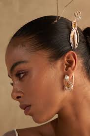 Multi-Crystal Brass Le Palm Serefina Lapel Pin