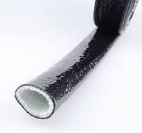AC PERFORMANCE 1" ID Silicone Coated Fiberglass Heat Shielded Fire Sleeve  for Hose Lines & Electrical Wiring, Black, 10 Feet