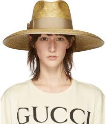 Gucci Beige GG Crystal Straw Hat