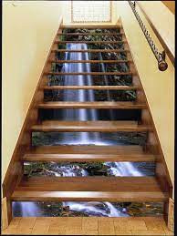 3d Water Fall Stair Risers Mural Pvc Sticker Mural Photo Etsy Stair Risers Painted Staircases Staircase Pictures