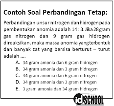 Contoh soal perbandingan dan pembahasannya. Hukum Perbandingan Tetap Hukum Proust Idschool