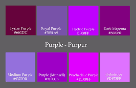 Code Purple And The Colours Colour Codes I Found For Violet And Purple Really Do Purple Color Chart Purple Paint Purple Colour Shades