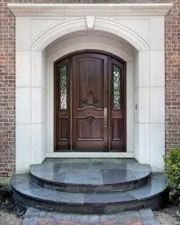 Flooring Awesome Front Door Entryway Flooring Using Dark Wood Stain Colors With Stained Glass Sidelight House Entrance Doors Main Door Design Front Door Design