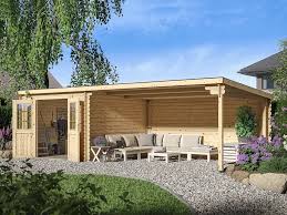 Gartenhaus Blockbohlenhaus Ca2978 28 Mm Naturbelassen Mit 4 M Anbau Gartenhaus Blockbohlenhaus Gartenhaus Pultdach