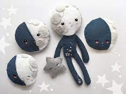Celestial Plush Sewing Pattern For Felt Doll Moon Child And Starbaby Moon Phases Soft Toy Pdf Download Svg File In 2021 Felt Dolls Craft Patterns Embroidery Craft