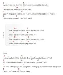 Picture Kid Rock Repeat Chords With Other Verse And Chorus Lyrics Rock Roll Song Lyrics And Chords Lyrics And Chords Ukulele Songs