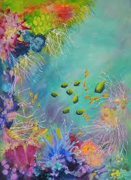This painting captures the moment on the reef, the fish close to secure coral hide aways, from predators. Pin On Painting