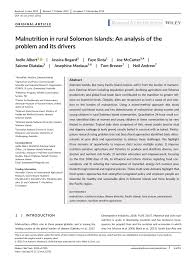 Pdf Malnutrition In Rural Solomon Islands An Analysis Of The Problem And Its Drivers