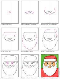 Start the lines at the same height as the tops of his ears. How To Draw Santa S Face Art Projects For Kids