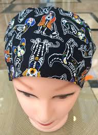 Skeleton Dog Halloween Scrub Cap
