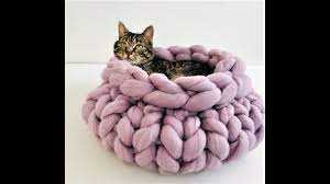 Diy chunky knitted cat bed. Hand Knit A Cat Bed Within 30 Minutes Youtube