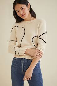 Stephanie Sweater Ivory Black Sweaters Amour Vert Sweaters Reformation Clothing Toxic Clothing