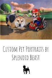 Mamma Mia Check Out This Custom Pet Portrait Of A Couple Dogs As Characters From Mario Kart And Mario P Custom Pet Painting Pet Portraits Custom Pet Portraits