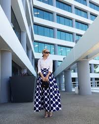 Black And White Polka Dot Maxi Skirt Persun Women White White Contrast Polka Dot Print Maxi Skater Skirt Printed Maxi Skirts Womens Maxi Skirts Printed Skirts