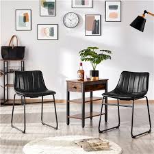 Smilemart Armless Faux Leather Upholstered Dining Chairs With Metal Legs Set Of 2 Black Walmart Com Walmart Com