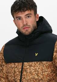 Premium Mens LYLE & SCOTT CONTRAST PRINT PUFFER JACKET Warm Winter Coat Top  XL