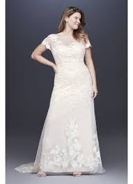 You say cap sleeve, we say, can do! Floral Illusion Cap Sleeve Plus Size Wedding Dress David S Bridal