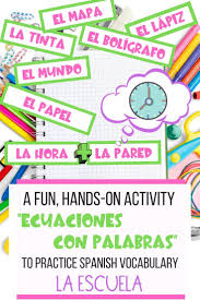 A Spanish Vocabulary Activity Word Math La Escuela School Vocabulary Activities Spanish Vocabulary Creative Writing Activities