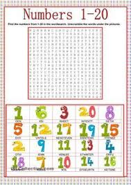 Numbers Wordsearch Lembar Kerja Matematika Bahasa Inggris