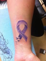 Alzheimer S Awareness Ribbon Putting This Somewhere On Me With Grandmas Name Instead Of Roman Numer Purple Ribbon Tattoos Cancer Ribbon Tattoos Ribbon Tattoos