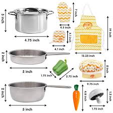 Stainless steel kitchen cabinet handles ukc events nosework. Joyin 29 Pcs Play Kitchen Accessories Kids Pots And Pans Playset Toy Kitchen Sets With Stainless Steel Cookware Set Cooking Utensils Apron Chef Hat And Grocery Play Food Sets Gift For Kids Pricepulse