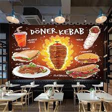papel tapiz personalizado para pared de restaurante placa tipo sandwich de pan plano doner kebab mural de zumo de naranja papel pintado de comida rapida 3d burger restaurant wallpaper stores food