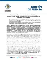 Procuraduría archiva proceso contra general nicacio martínez sobre directrices del ejército. Procuraduria General De La Nacion Ø¹Ù„Ù‰ ØªÙˆÙŠØªØ± Asistencia Militar Debe Ponerse En Practica Unica Y Exclusivamente Cuando Situaciones De Extrema Gravedad Asi Lo Requieran Procuraduria General De La Nacion Pgn Col Margaritacabello Https T Co Rsupb8it5o