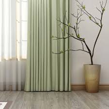Solid Light Green Curtain Modern Silk Imitation Curtain Living Room Bedroom Blackout Fabric One Panel