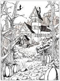 Plus, it's an easy way to celebrate each season or special holidays. Haunted House And Pumpkins Halloween Adult Coloring Pages