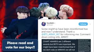 correction about bts daesang and mwave music chart awards voting bts news