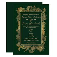 Dark Emerald Green Gold Elegant Floral Wedding Invitation Zazzle Com Floral Wedding Invitations Floral Wedding Invitations Elegant Green Wedding Invitations