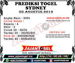 Check spelling or type a new query. Prediksi Angka Jitu Sydney 05 Agustus 2019 Sydney Singapura 25 Juli