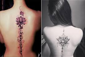 Delicate Lotus Spine Tattoo Spine Tattoos For Women Spine Tattoos Shoulder Tattoo Quotes